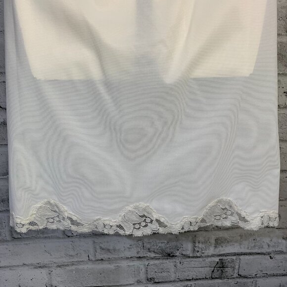 Vintage Slip Skirt Small White Embroidered Lace Slit Hem Knee Length - Picture 6 of 11
